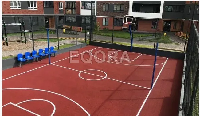 Бесшовное покрытие из резиновой крошки для баскетбольной площадки в Химках